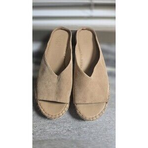 Franco Sarto L-Pine Suede Espadrille Slide Mule Sandals Tan Women's Size 7.5M